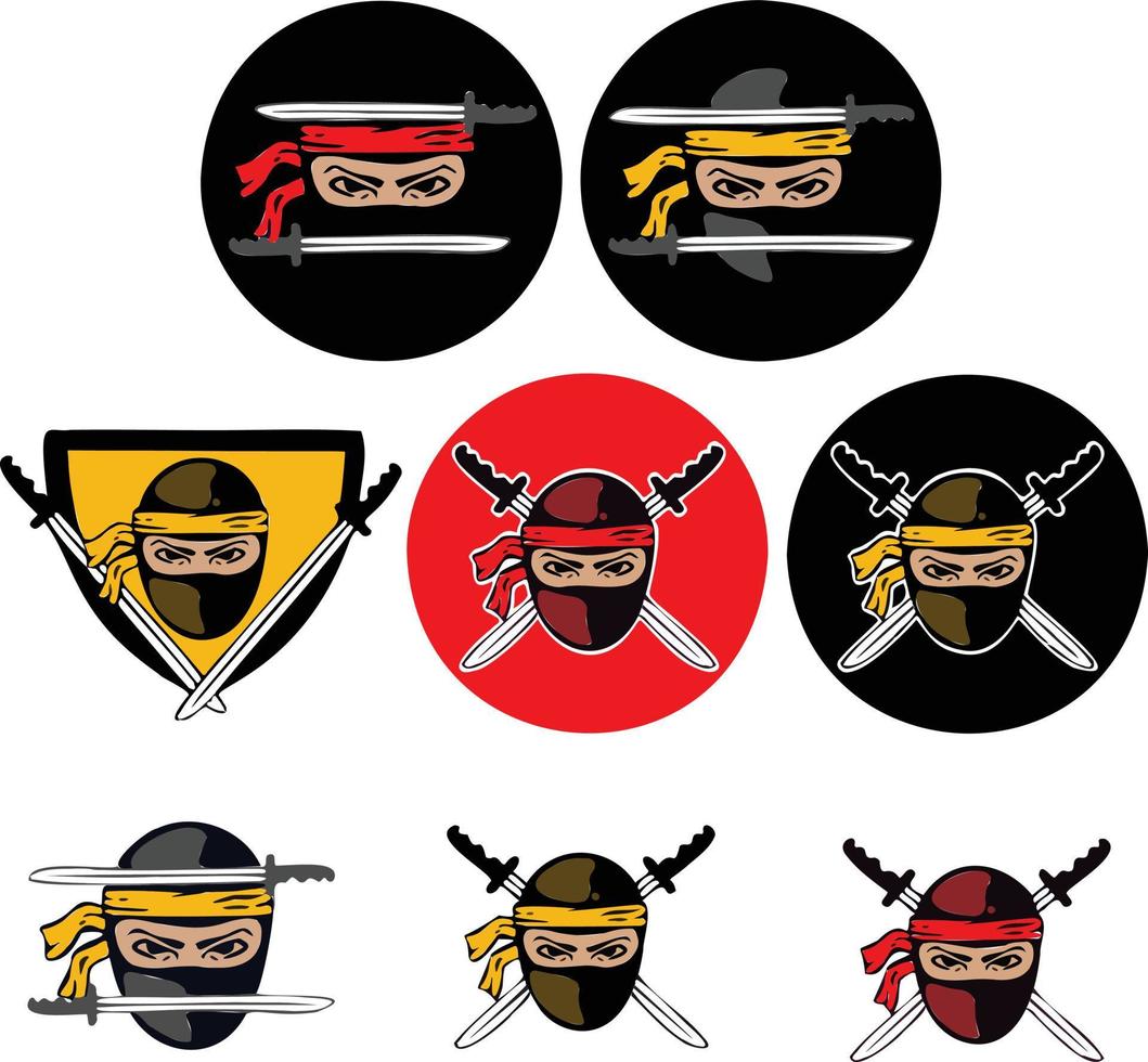 distintivo, logo ninja, spada guerre, assassino, simbolo. vettore