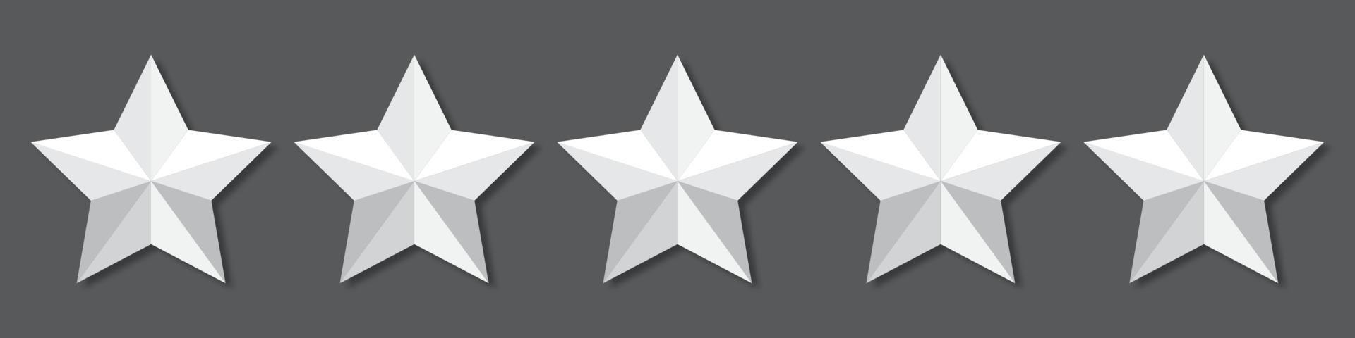 bianca cinque stelle qualità valutazione icone. 5 stelle icona. cinque stella cartello. valutazione simbolo. vettore illustrazione