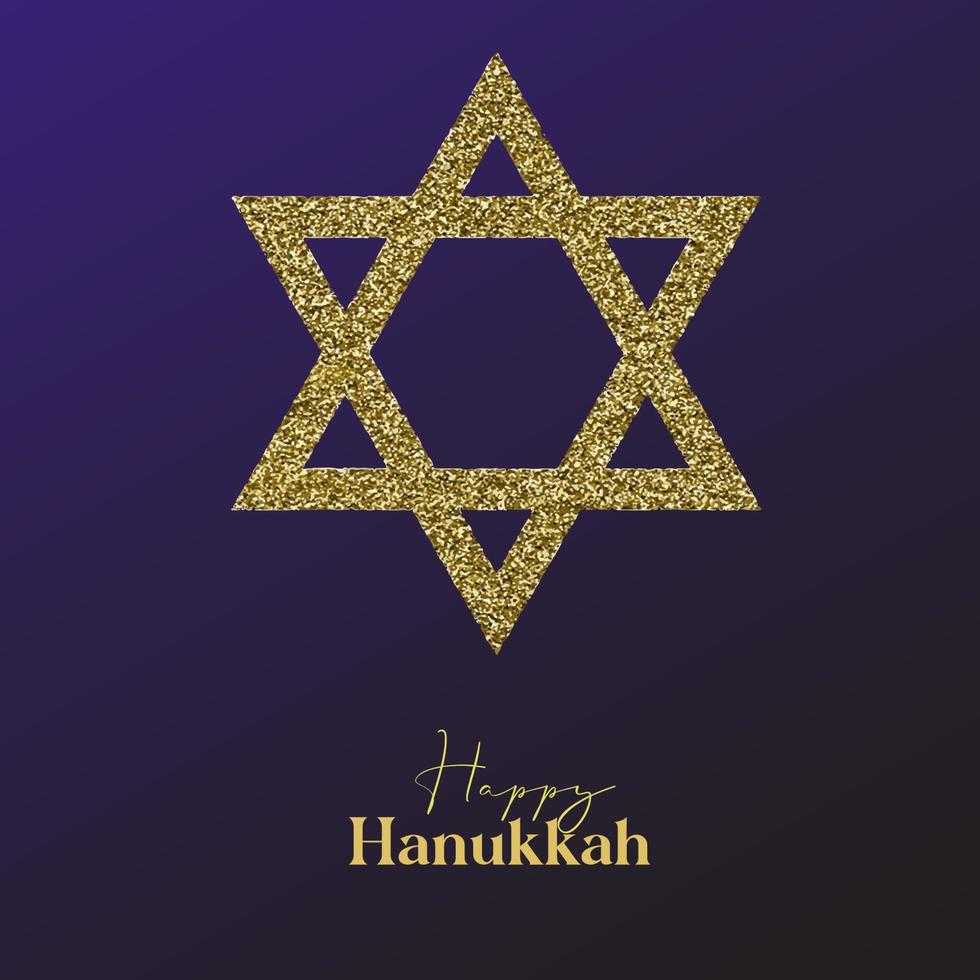 contento hanukkah carta design con oro simbolo su blu colore sfondo per hanukkah ebraico vacanza vettore