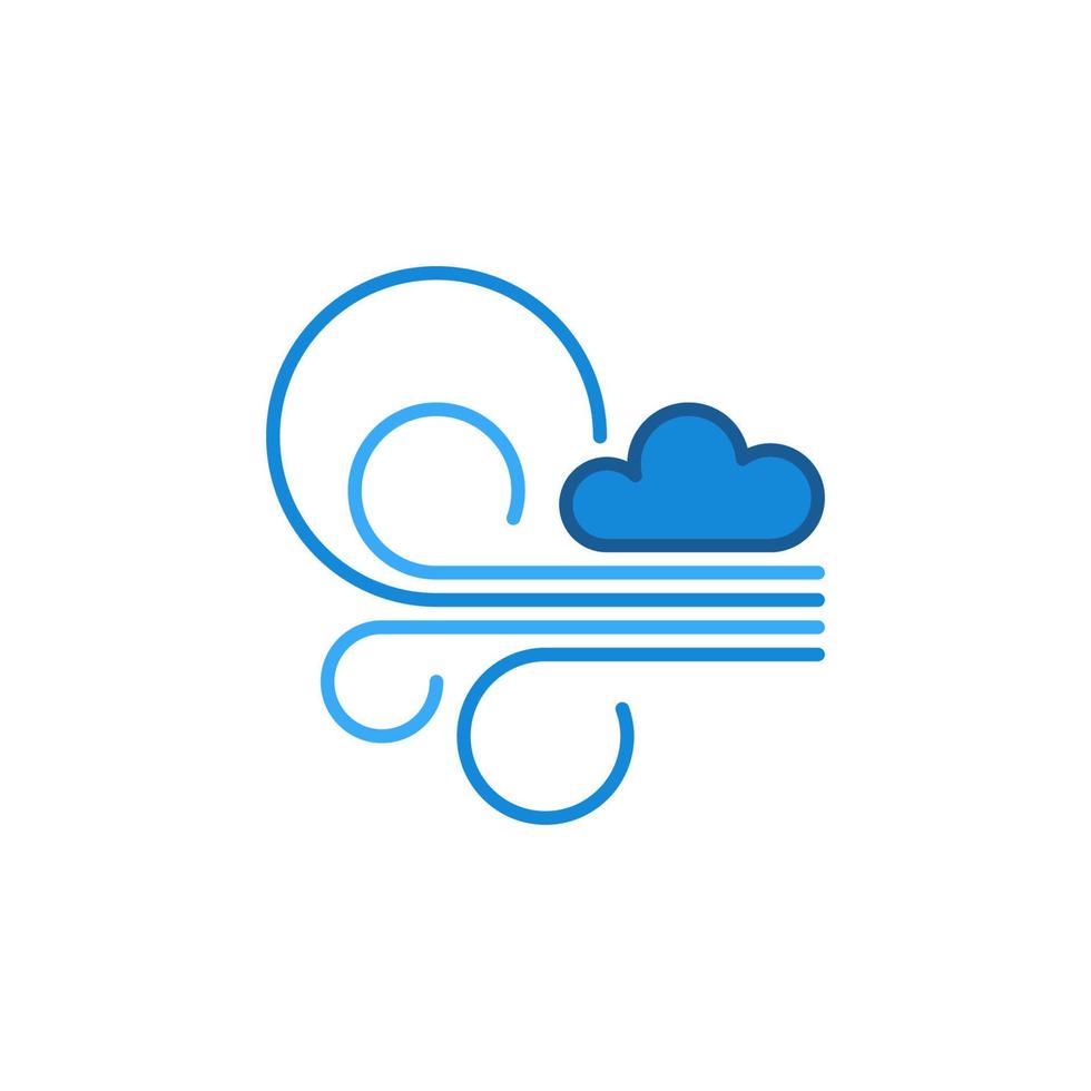 nube e brezza blu linea vettore icona - vento lineare cartello