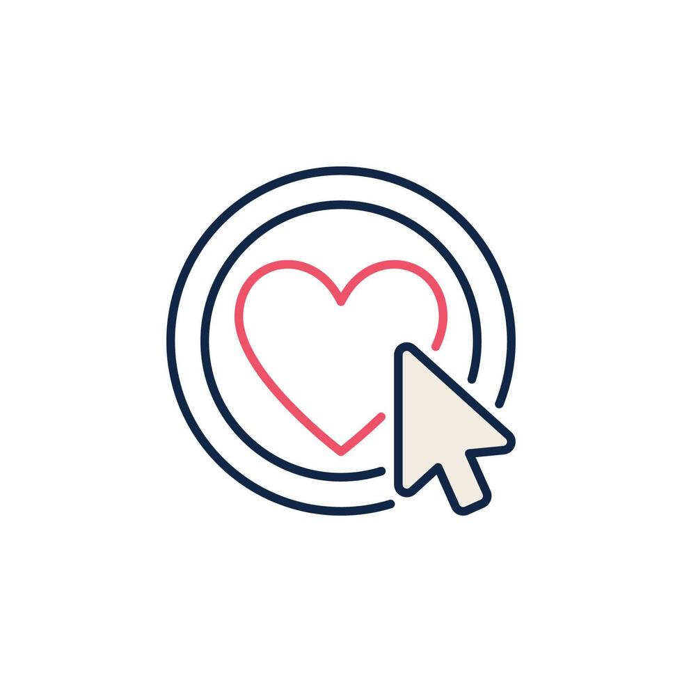 topo clic su cuore pulsante vettore piace concetto colorato icona