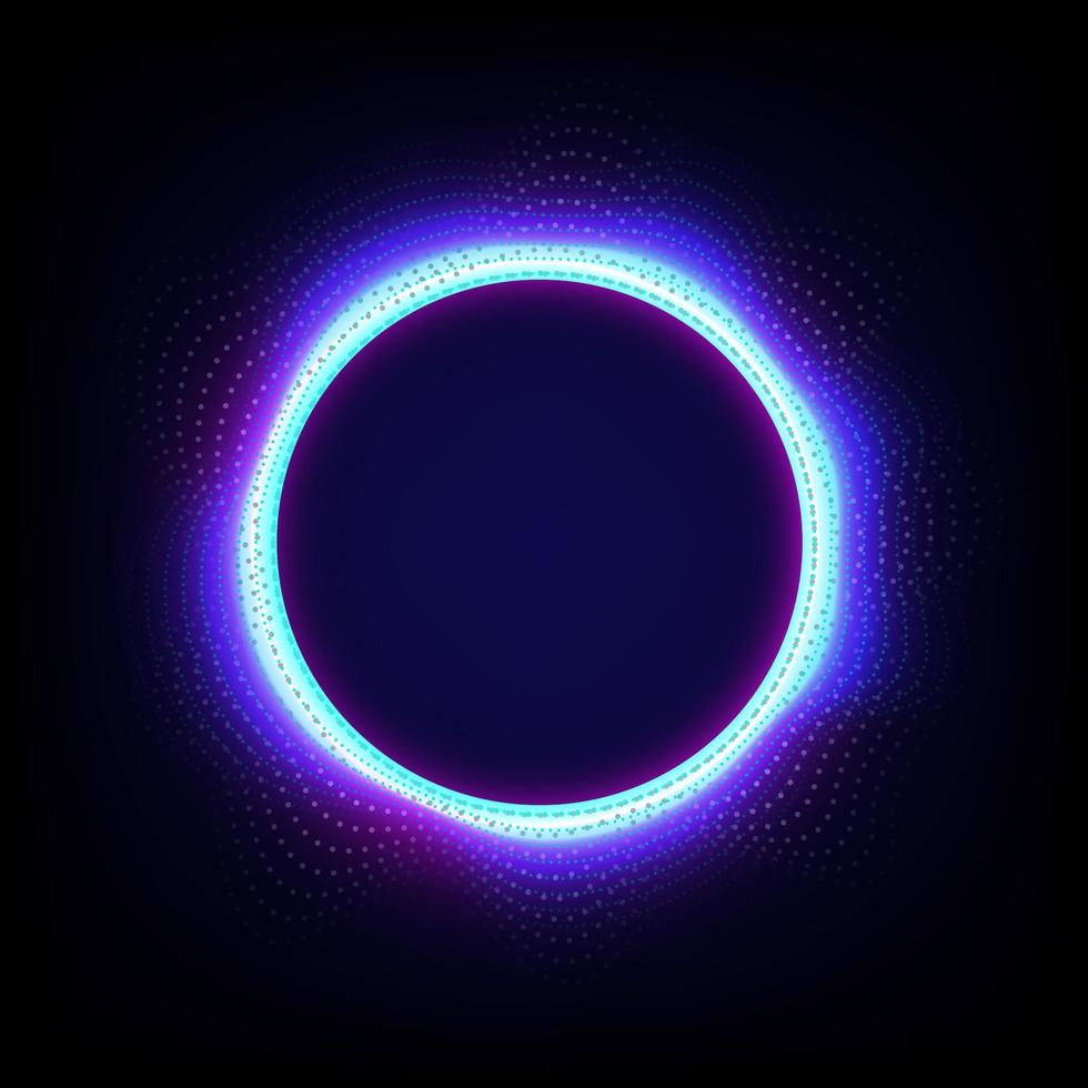astratto vettore blu digitale tecnologia sfondo con cerchio punto onda Linee e squillare neon leggero su buio sfondo