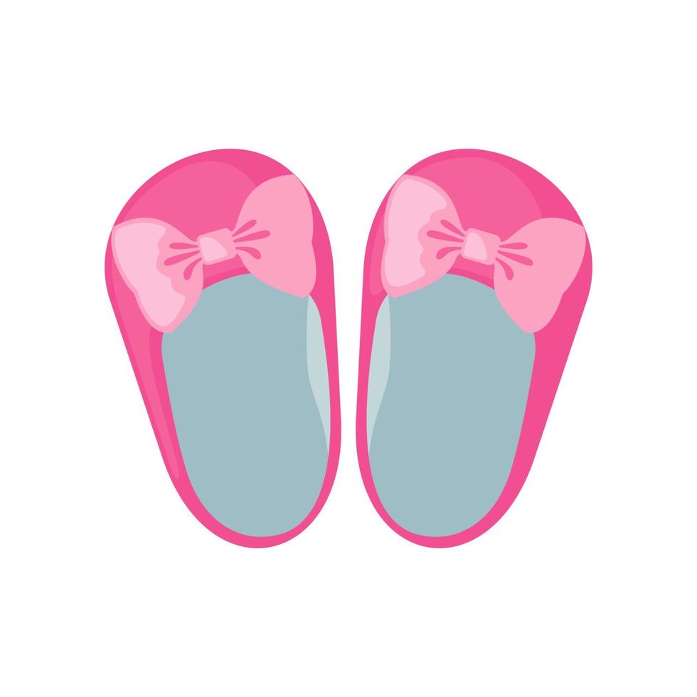 carino rosa bambino scarpe con un' arco icona nel piatto stile isolato su bianca terreno di balneazione. vettore illustrazione.