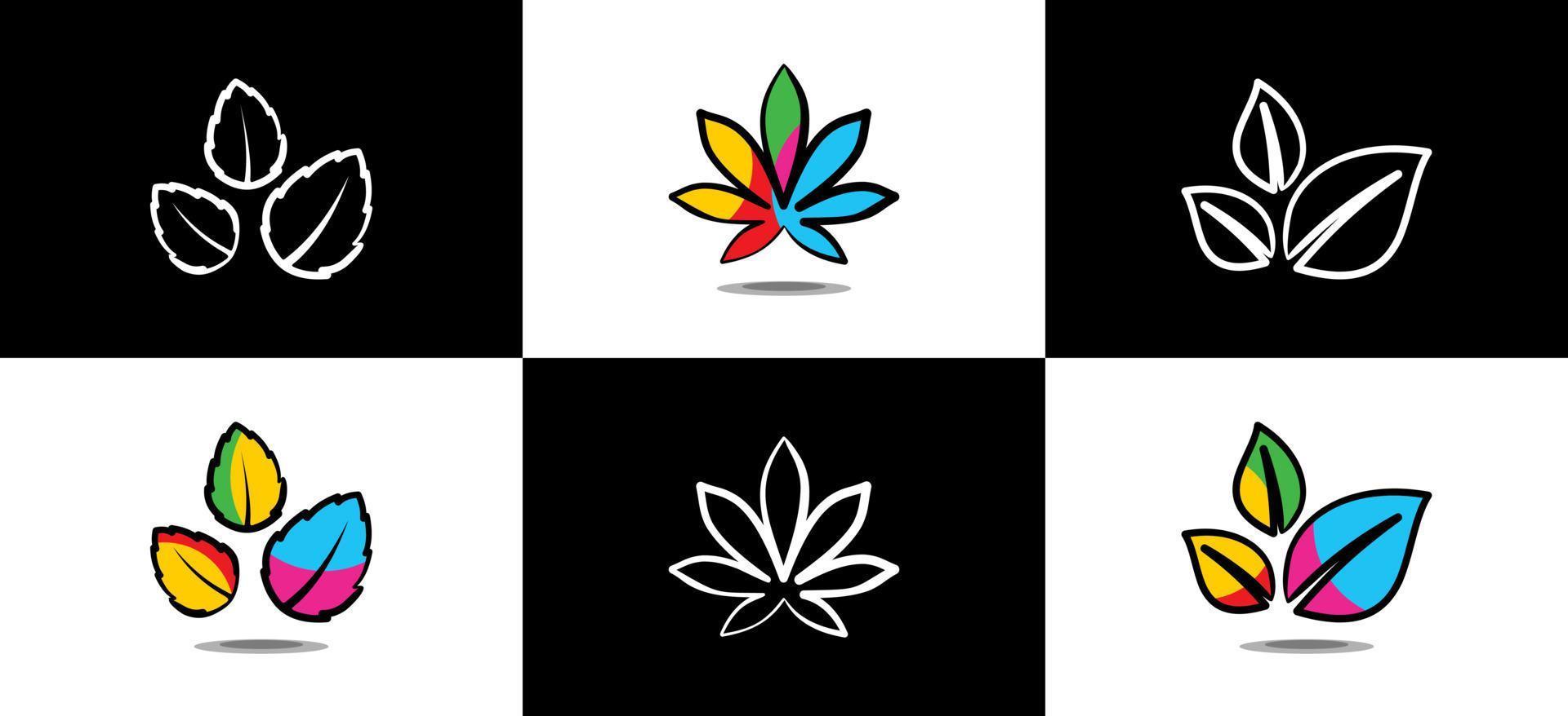 mano disegnato colorato stile foglia icona vettore illustrazione logo design