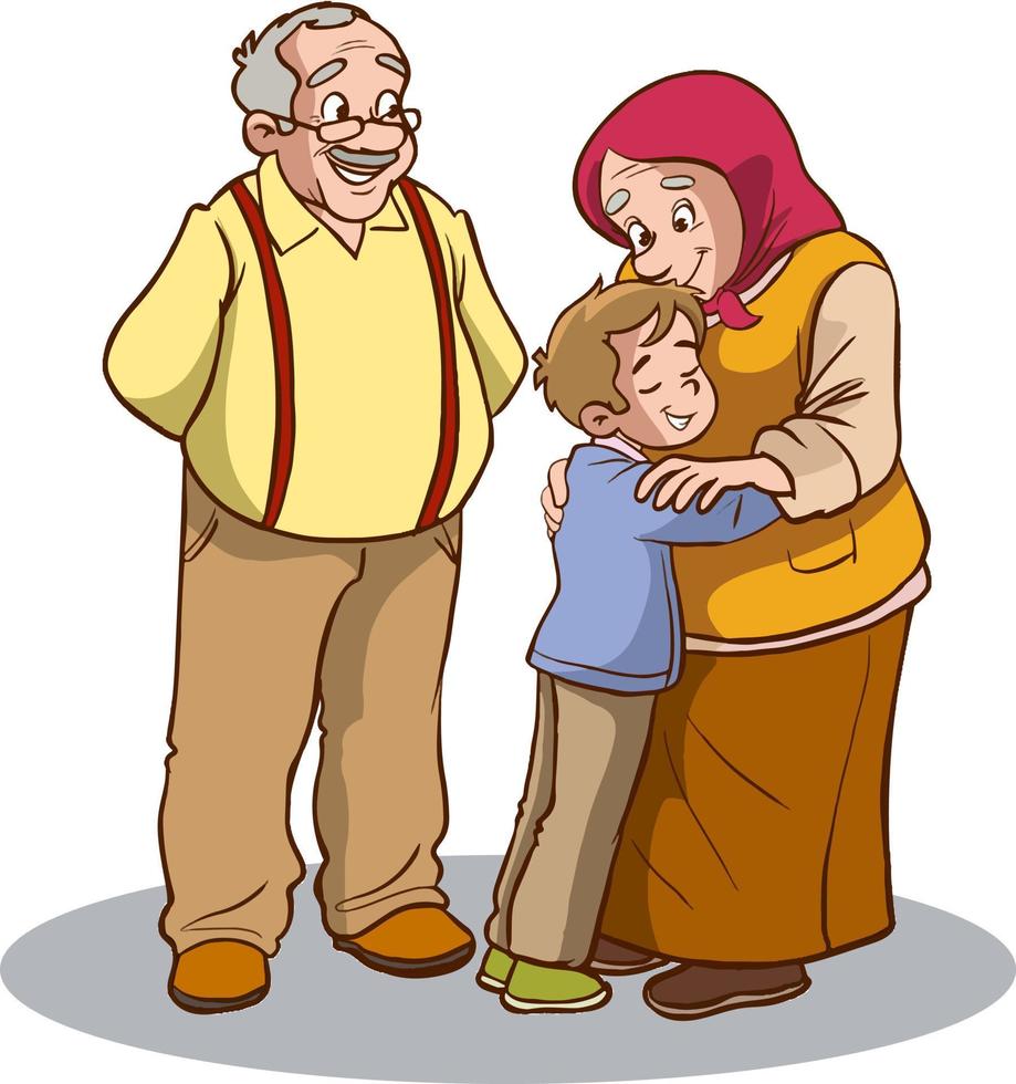 nonni e nipote vettore illustrazione