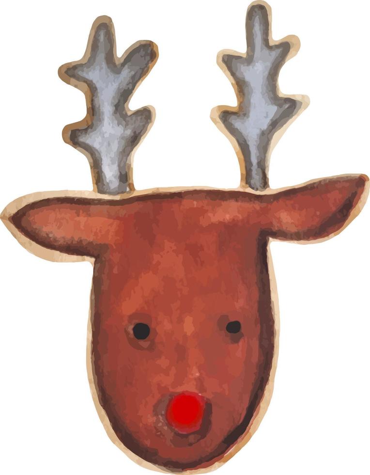 acquerello Natale Pan di zenzero biscotto Babbo Natale cervo mano disegnato illustrazione isolato vettore