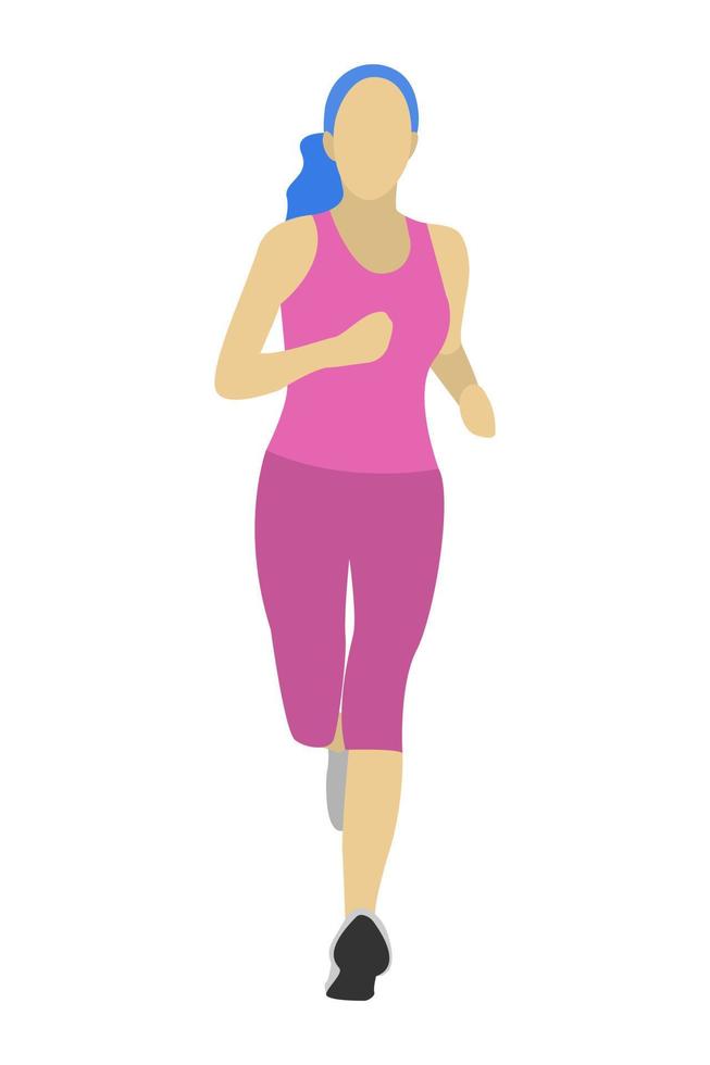 bellissimo snello ragazza andando nel per gli sport nel rosa Abiti. donna jogging. isolato su bianca sfondo vettore
