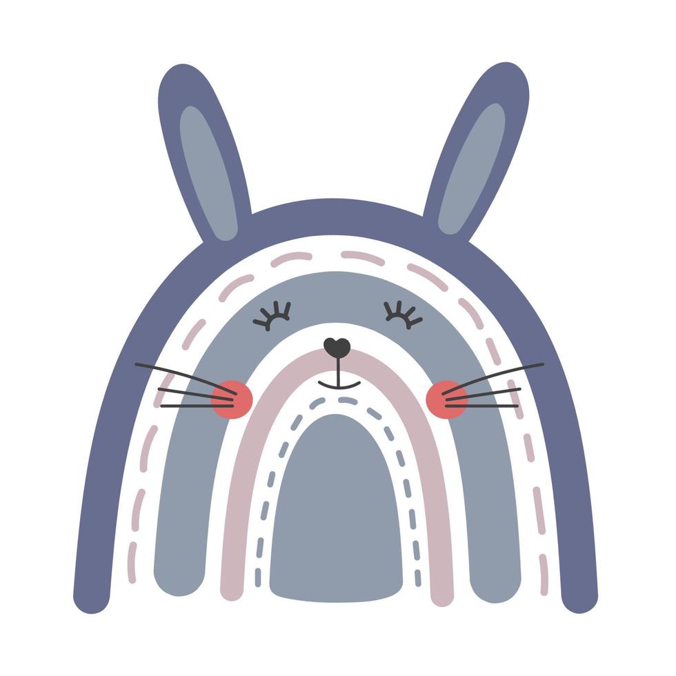 infantile mano disegnato carino coniglietto arcobaleni. divertente coniglio struttura. divertente Stampa per bambino doccia e bambini Camera da letto arredamento. vettore