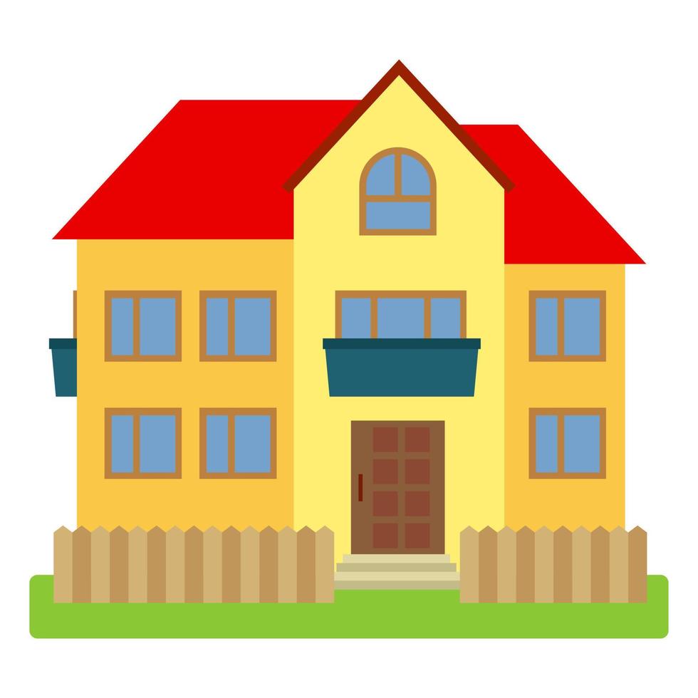 privato Casa con un' rosso tetto e giallo muri su un' bianca sfondo. vettore illustrazione.