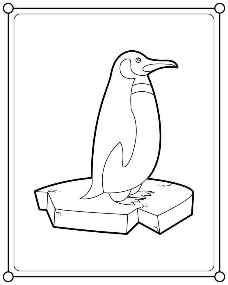pinguino su ghiaccio adatto per l'illustrazione vettoriale della pagina da colorare dei bambini
