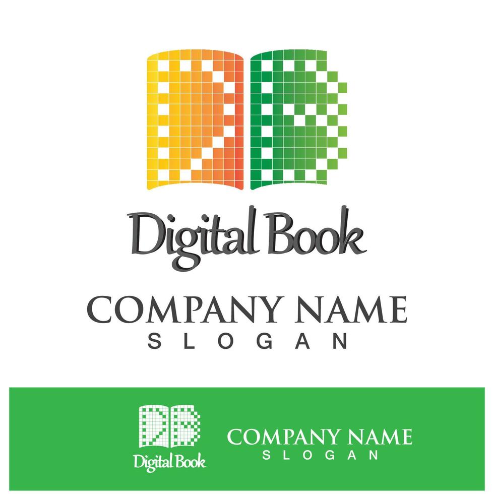 vettore di tecnologia dell'icona del logo del libro digitale