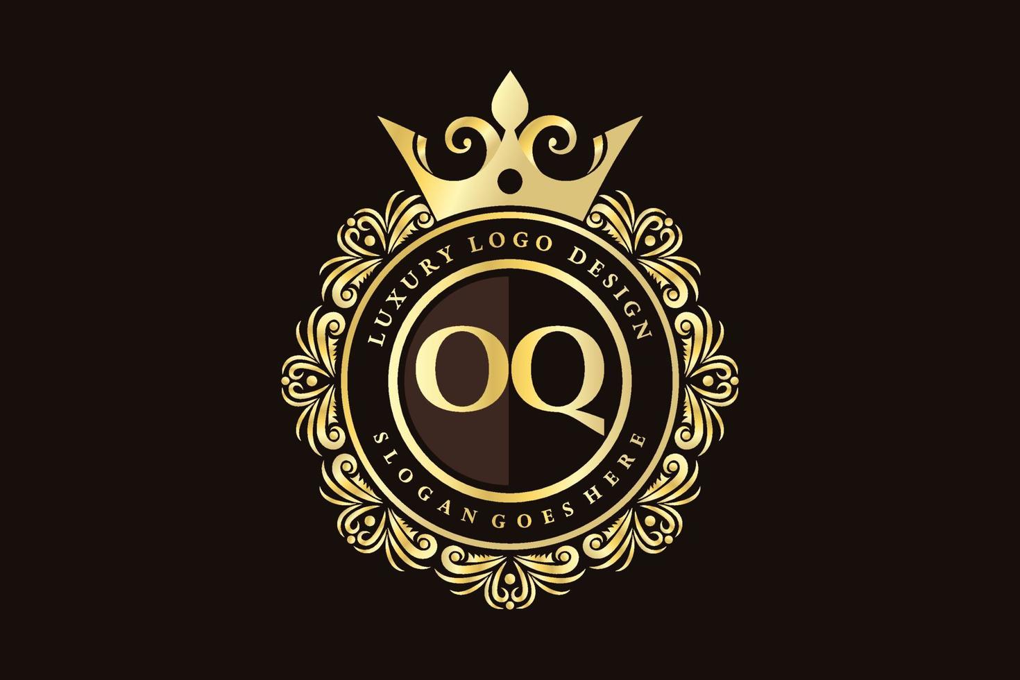 oq iniziale lettera oro calligrafico femminile floreale mano disegnato araldico monogramma antico Vintage ▾ stile lusso logo design premio vettore