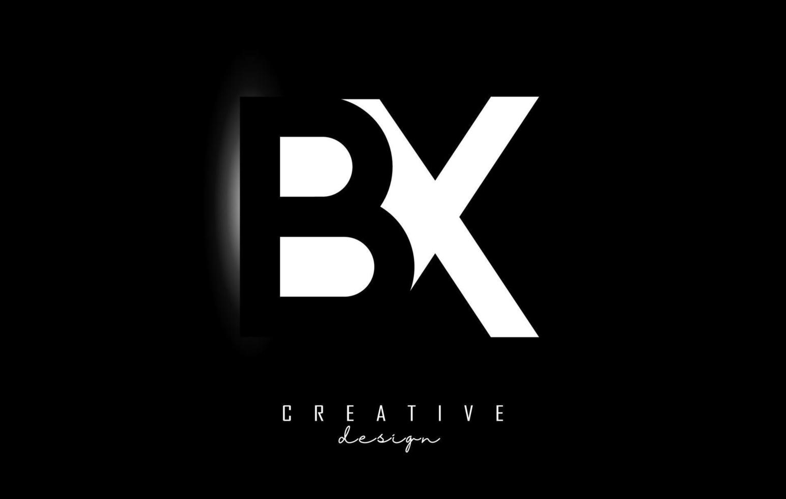 lettere bx logo con nero e bianca negativo spazio design su un' nero sfondo. lettere B e X con geometrico tipografia. vettore