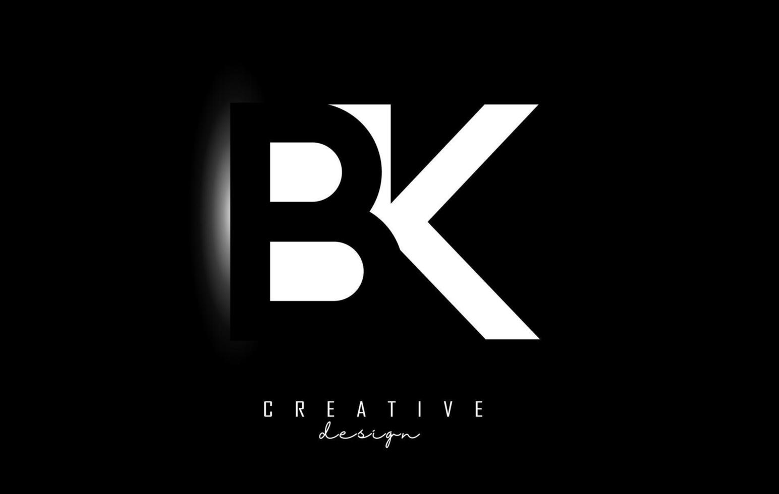 lettere bk logo con spazio design su un' nero sfondo. lettere B e K con geometrico tipografia. vettore