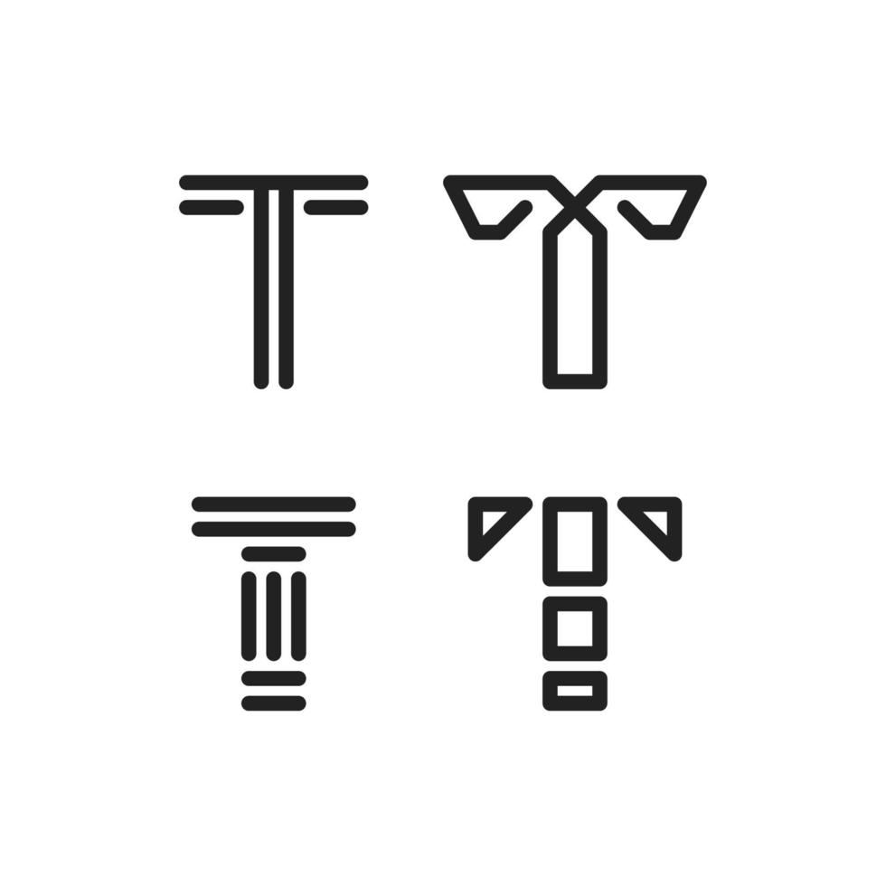 impostato di logo disegni di partenza con il lettera t, adatto per persone nomi o attività commerciale nomi vettore