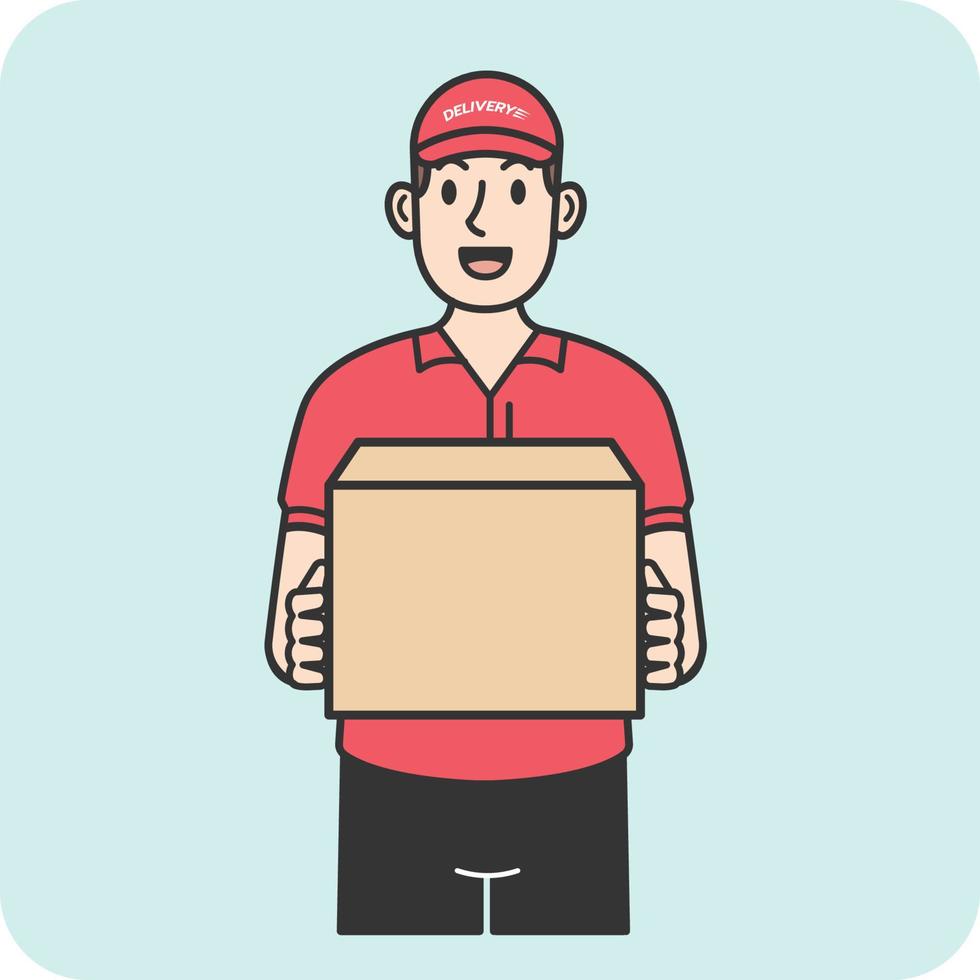 il consegna uomo consegnato il scatola per voi, 2d personaggio attività, illustrazione design e isolato sfondo. vettore