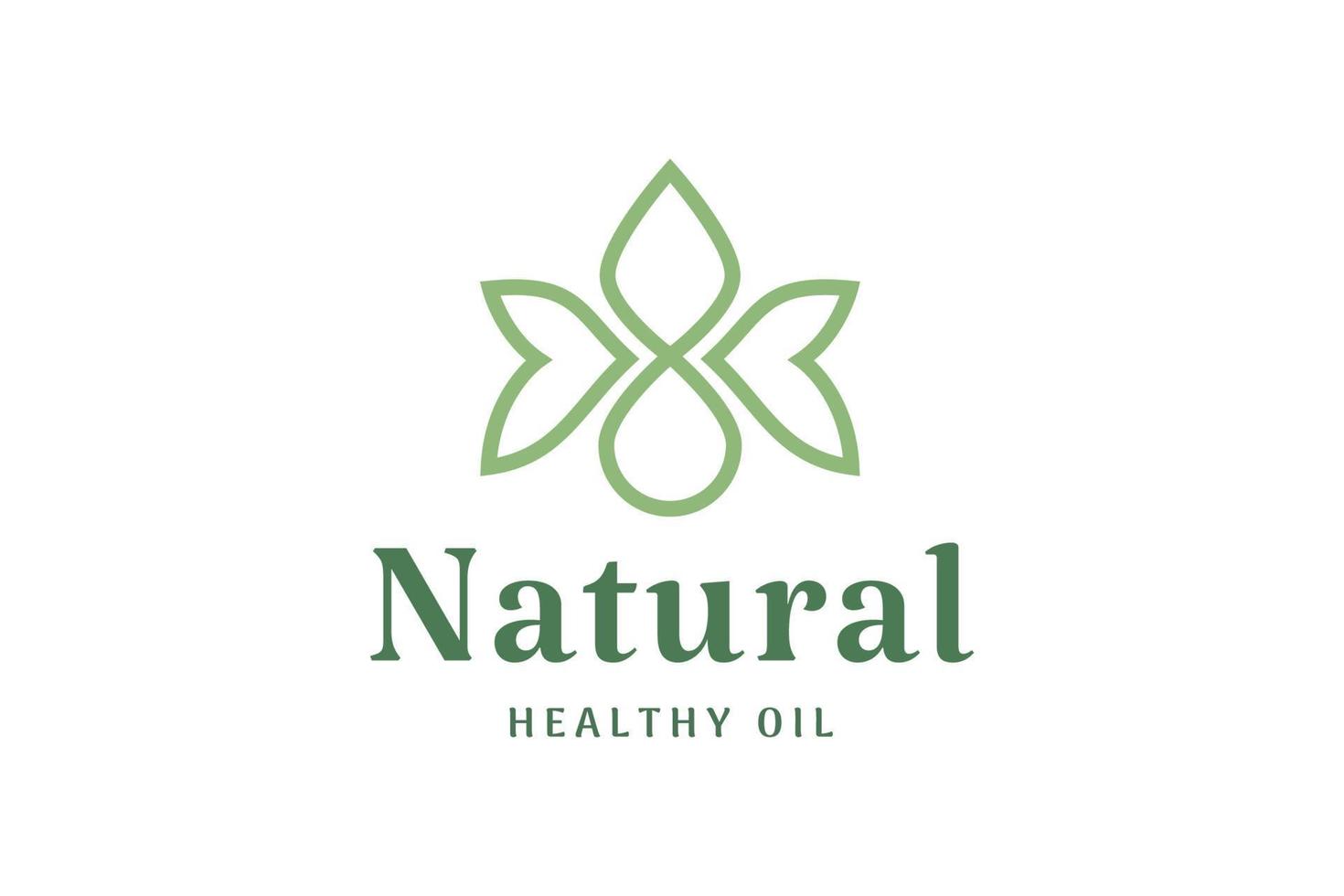 naturale bellezza logo con gocciolina e foglia forma vettore