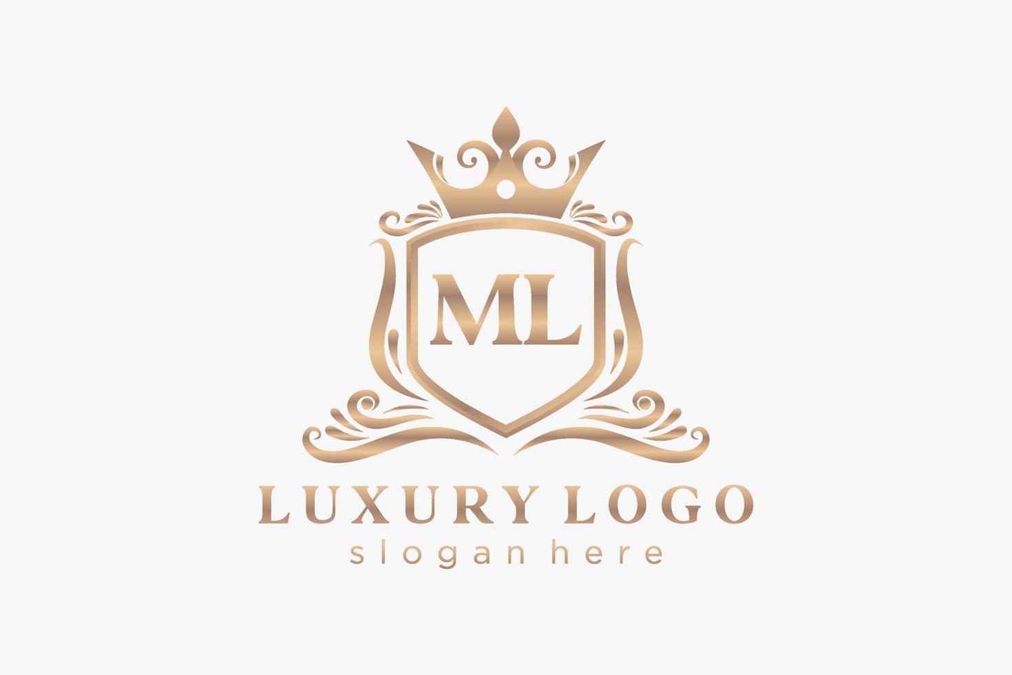 iniziale ml lettera reale lusso logo modello nel vettore arte per ristorante, regalità, boutique, bar, Hotel, araldico, gioielleria, moda e altro vettore illustrazione.