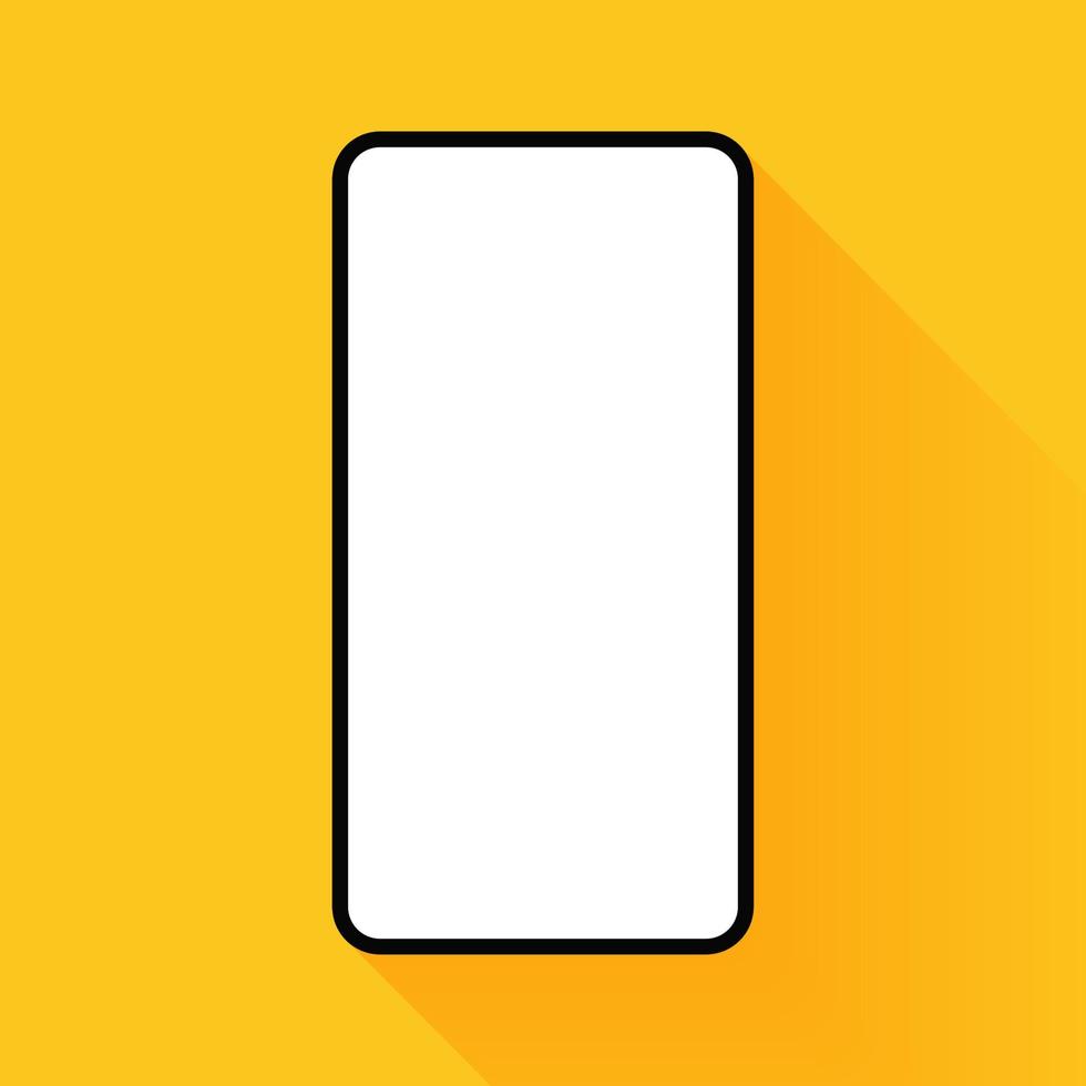 nero smartphone con vuoto schermo su giallo sfondo, vettore. vettore