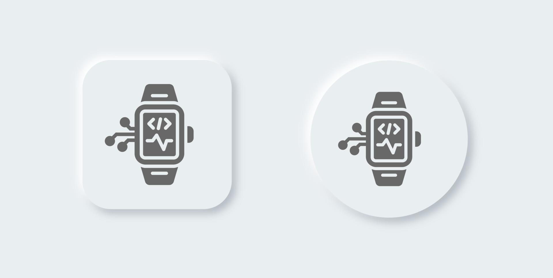 orologio intelligente solido icona nel neomorfo design stile. inteligente orologio segni vettore illustrazione.