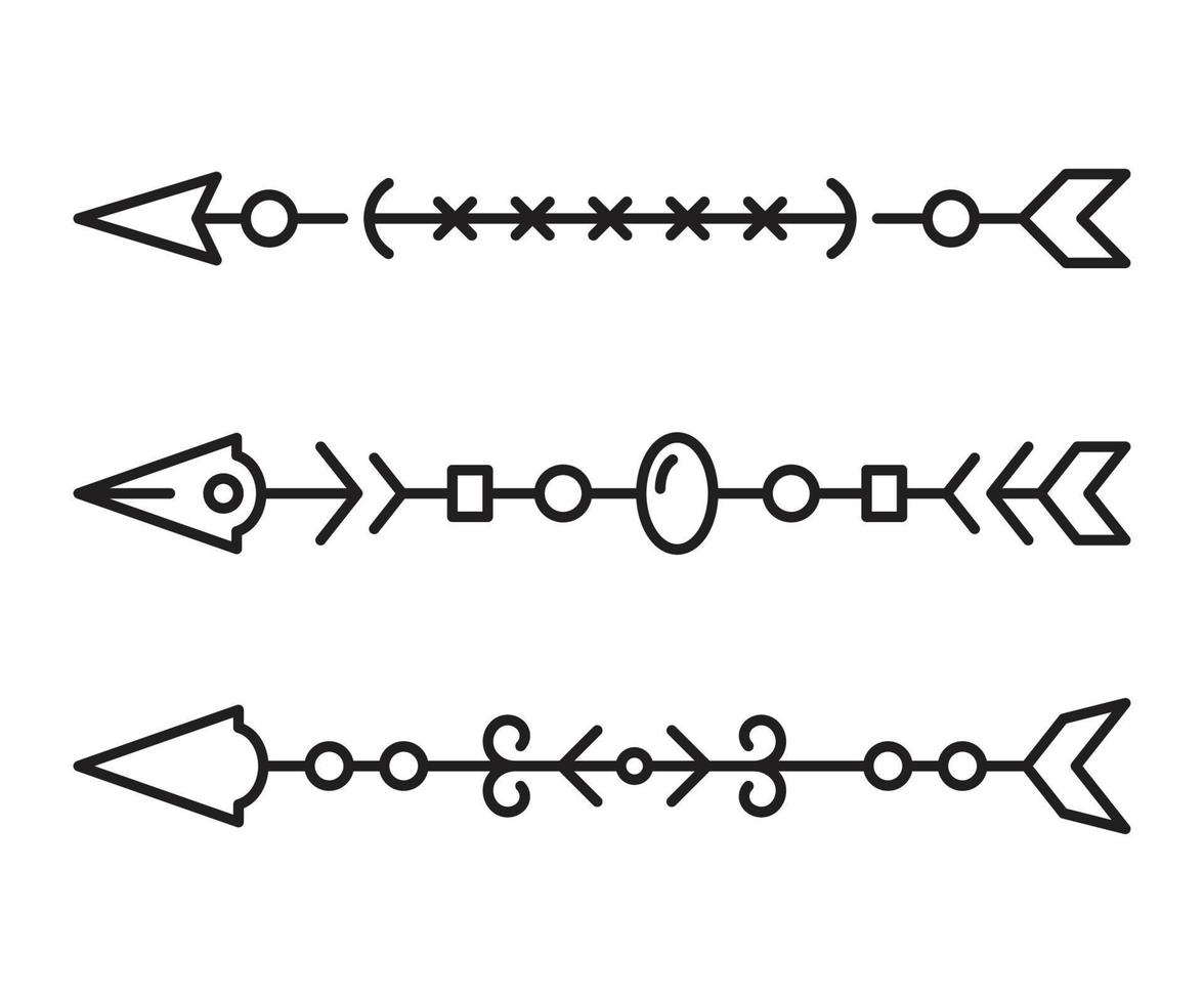 illustrazione di arte della linea di decorazione delle frecce vettore