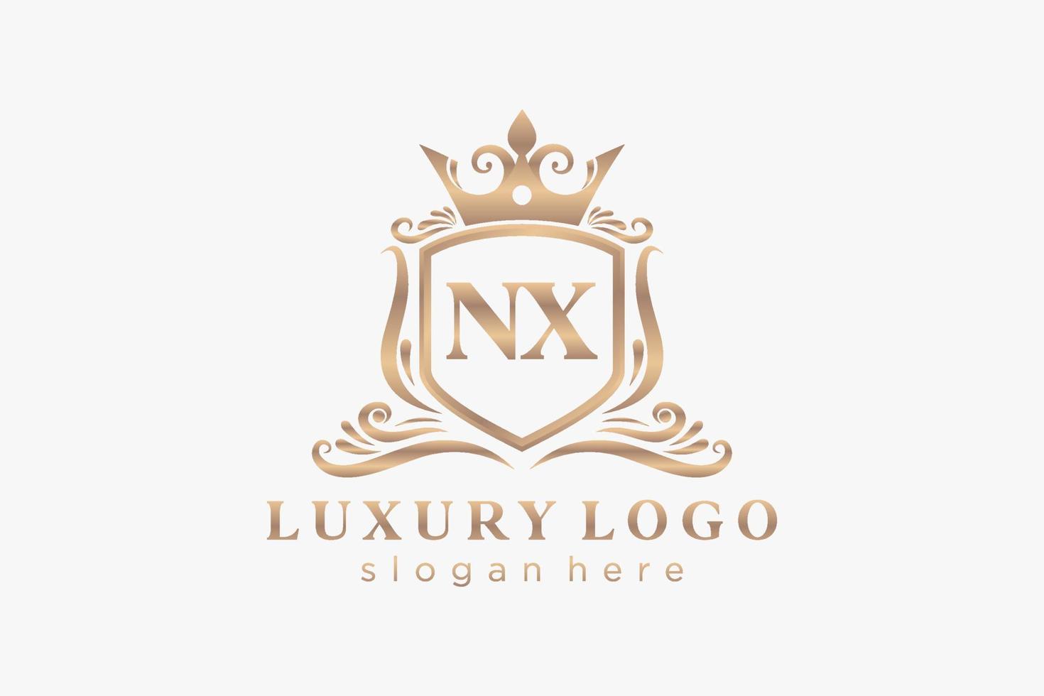 iniziale nx lettera reale lusso logo modello nel vettore arte per ristorante, regalità, boutique, bar, Hotel, araldico, gioielleria, moda e altro vettore illustrazione.