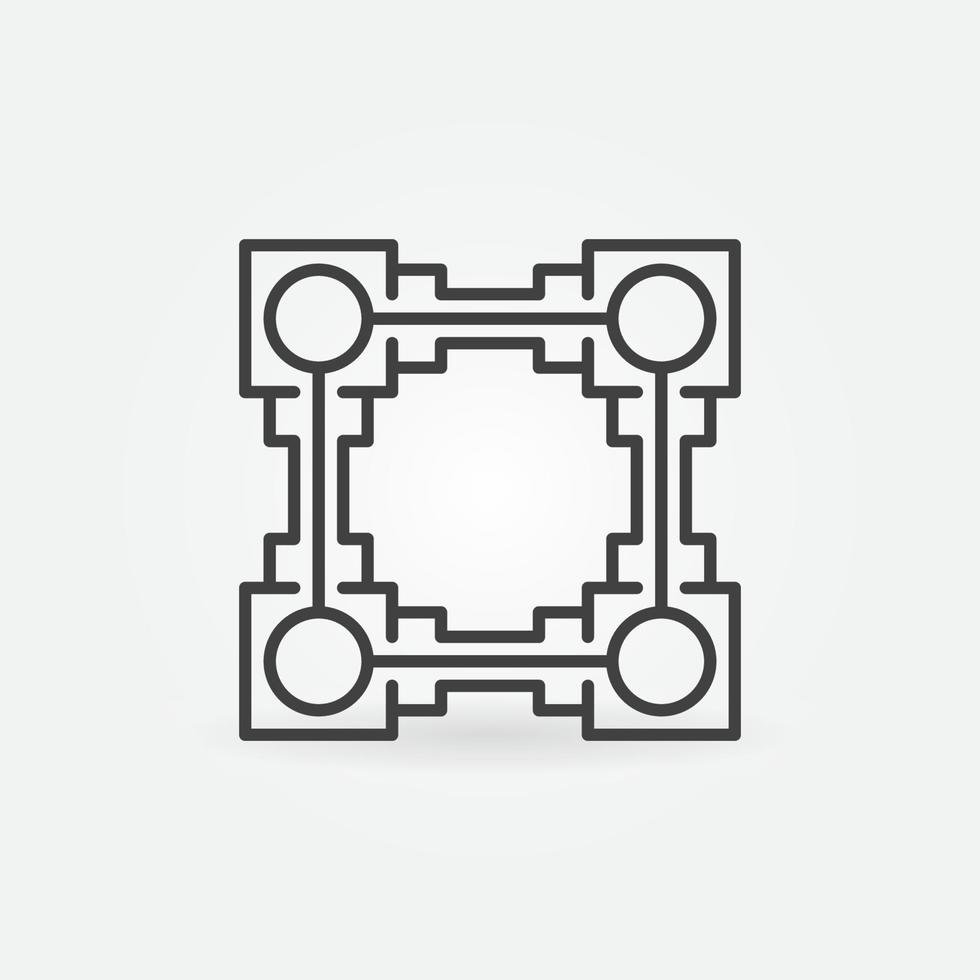 blockchain vettore geometrico concetto lineare icona