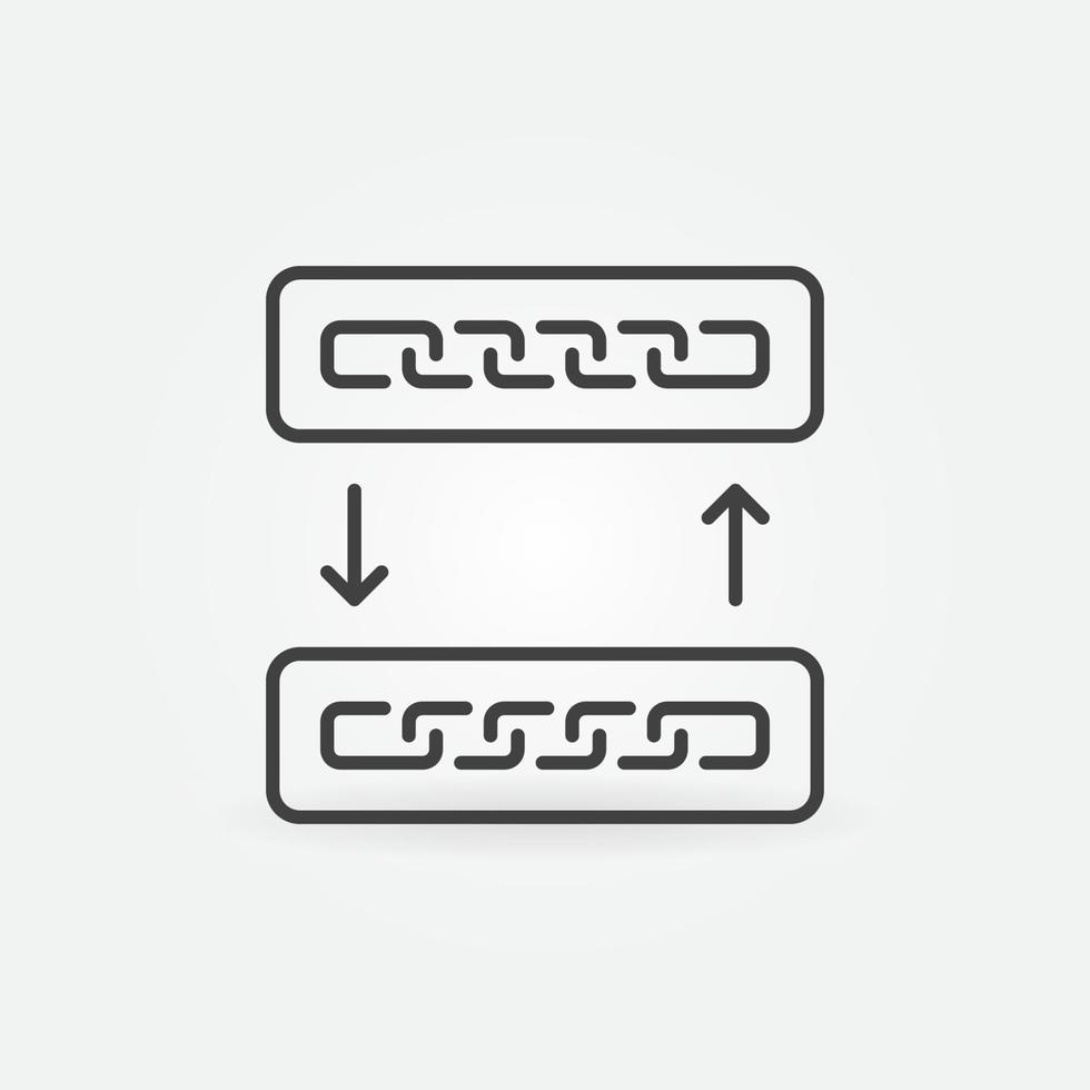 catena nel blocchi con frecce vettore blockchain schema icona