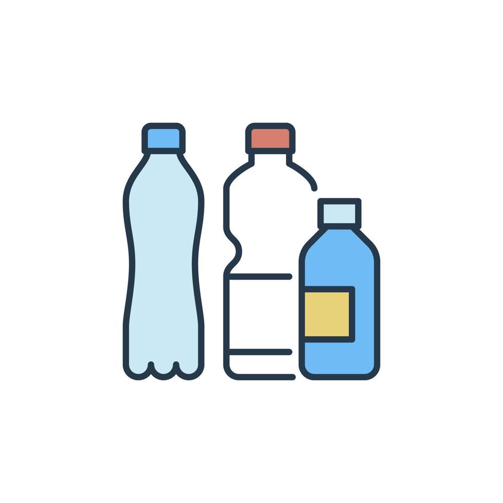 plastica bottiglie raccolta differenziata vettore concetto colorato icona