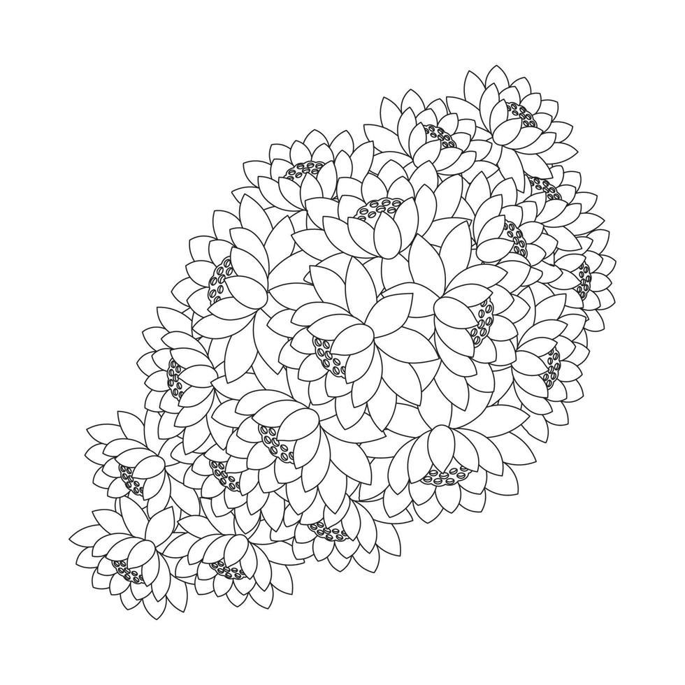 loto fiore colorazione pagina di semplicità artistico disegnato con fiorire fiore su isolato sfondo vettore