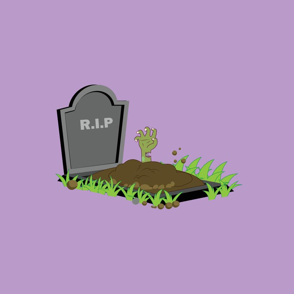 zombie In arrivo su di cimitero Halloween cartone animato vettore