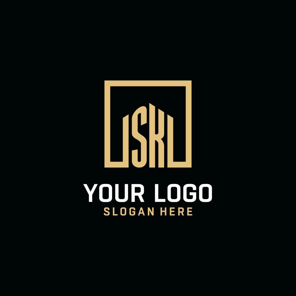 sk iniziale monogramma logo design con piazza forma design idee vettore