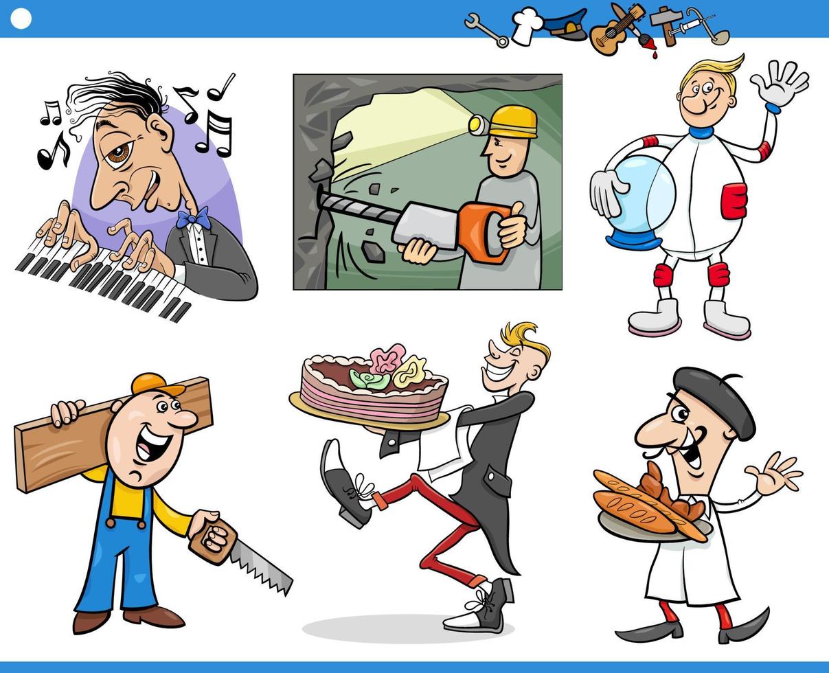 cartone animato persone personaggi e loro occupazioni impostato vettore