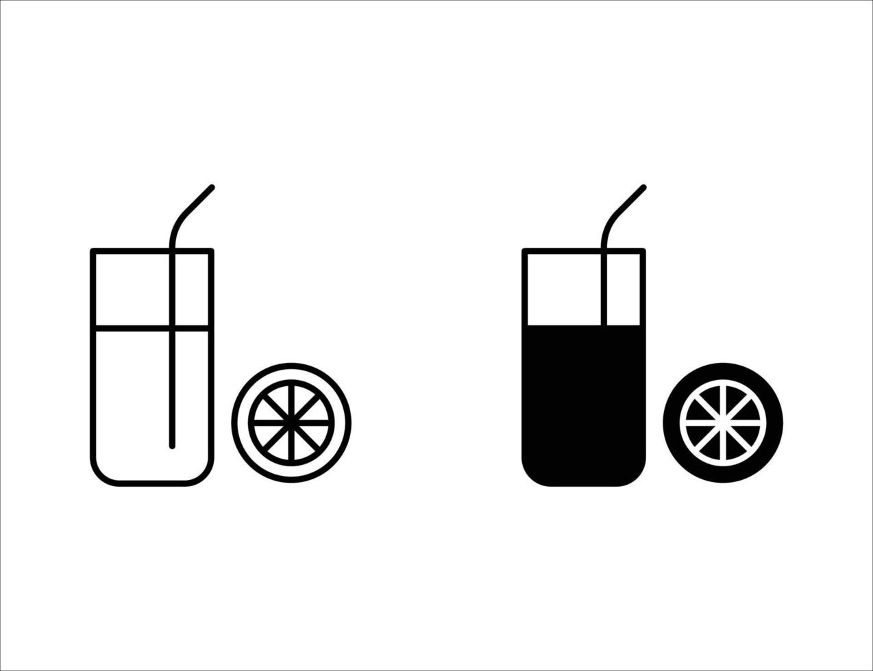 arancia succo icona. schema icona e solido icona vettore