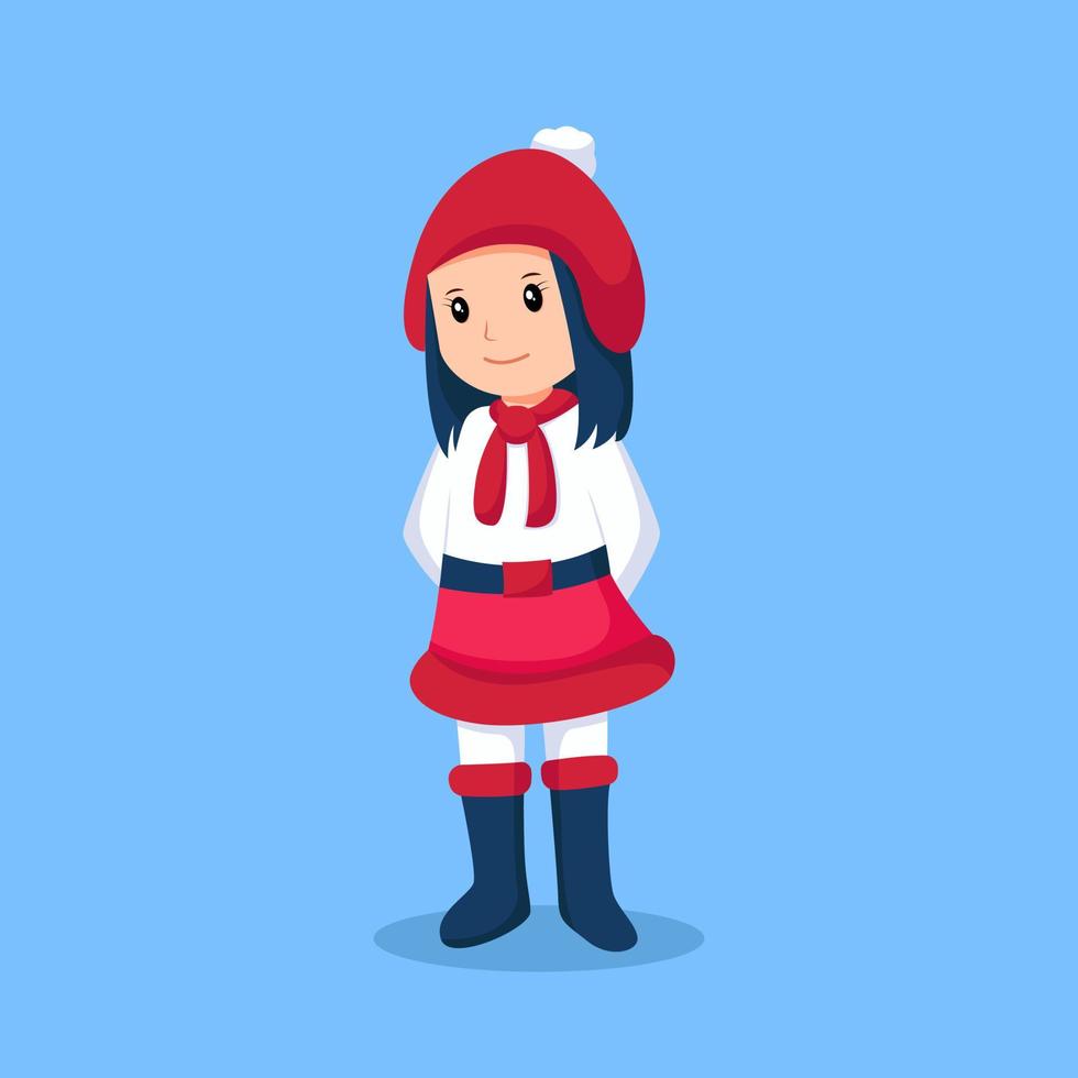 Natale poco ragazza personaggio design illustrazione vettore