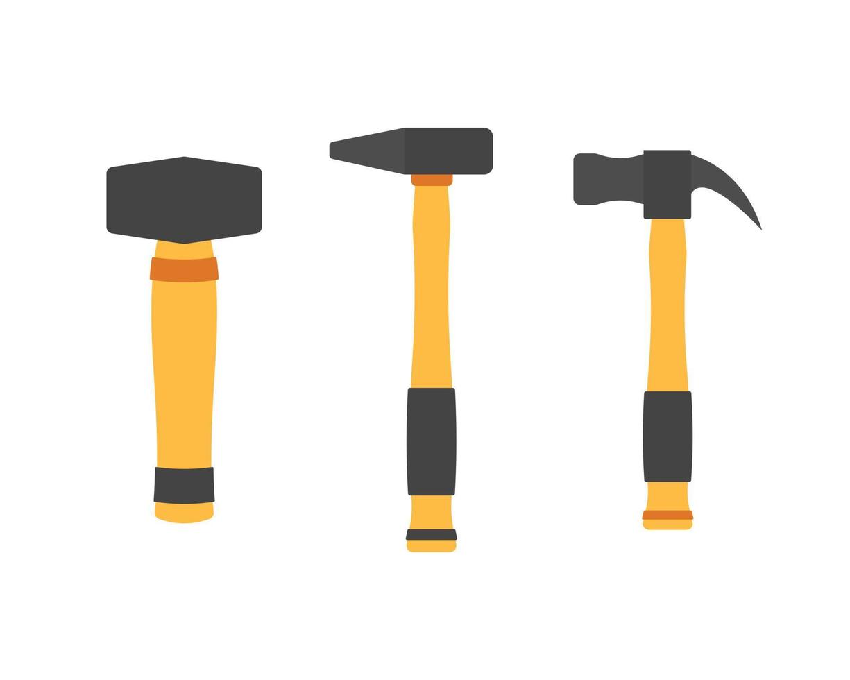 3 diverso hummer icone, club martello, pennarello martello, artiglio martello vettore