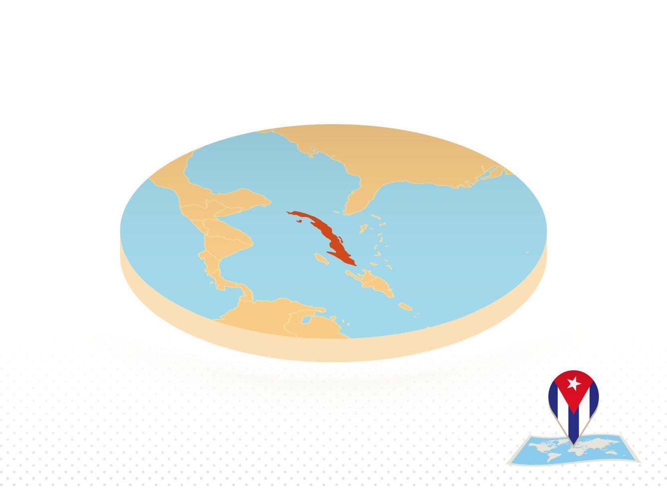 Cuba carta geografica progettato nel isometrico stile, arancia cerchio carta geografica. vettore