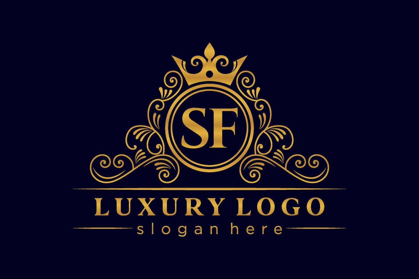 sf iniziale lettera oro calligrafico femminile floreale mano disegnato araldico monogramma antico Vintage ▾ stile lusso logo design premio vettore