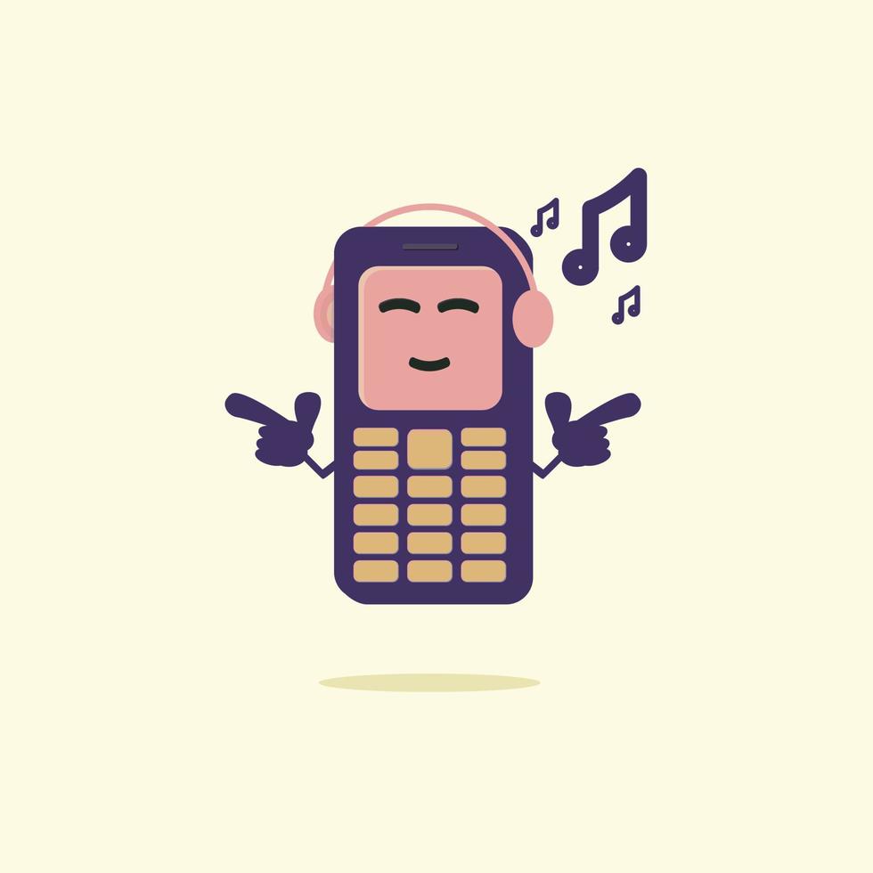 vecchio cellulare cartone animato icona. dispositivo tecnologia e aggeggio tema musica. vettore illustrazione