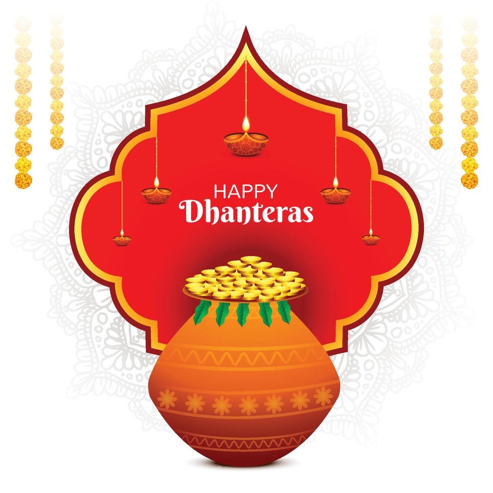 bellissimo contento dhanteras d'oro monete celebrazione sfondo vettore