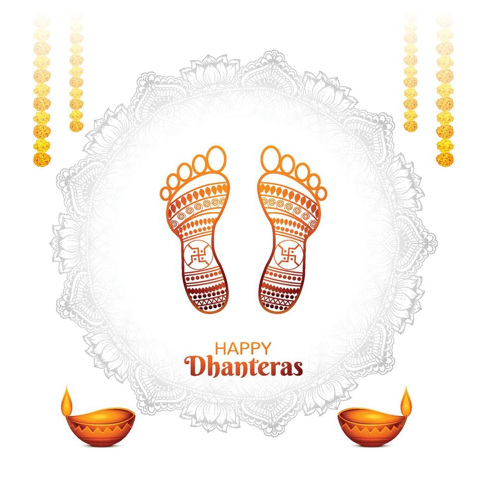 dhanteras con dea maa lakshmi carta sfondo vettore