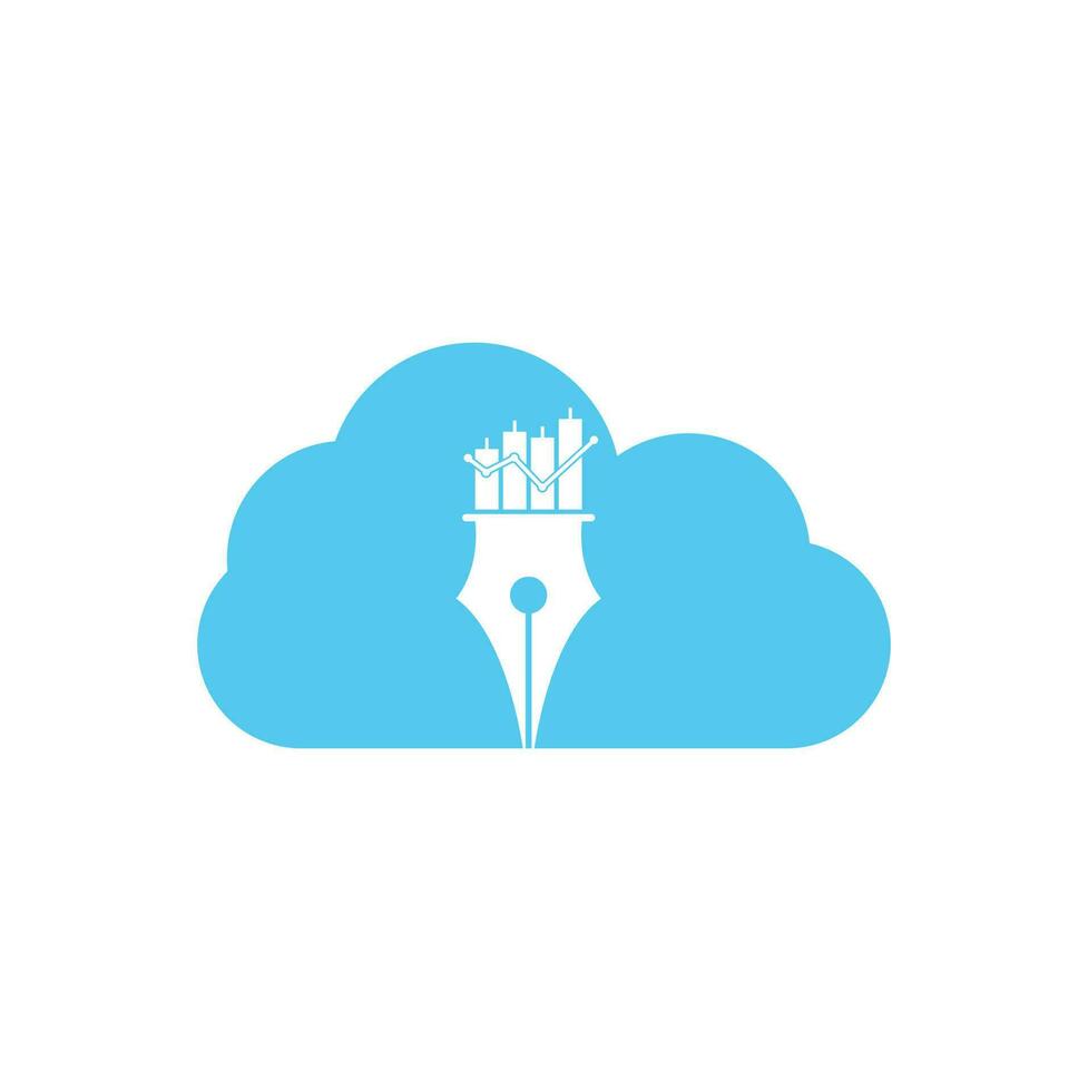penna finanza nube forma concetto logo design icona vettore. penna grafico o finanziario formazione scolastica vettore logo modello.