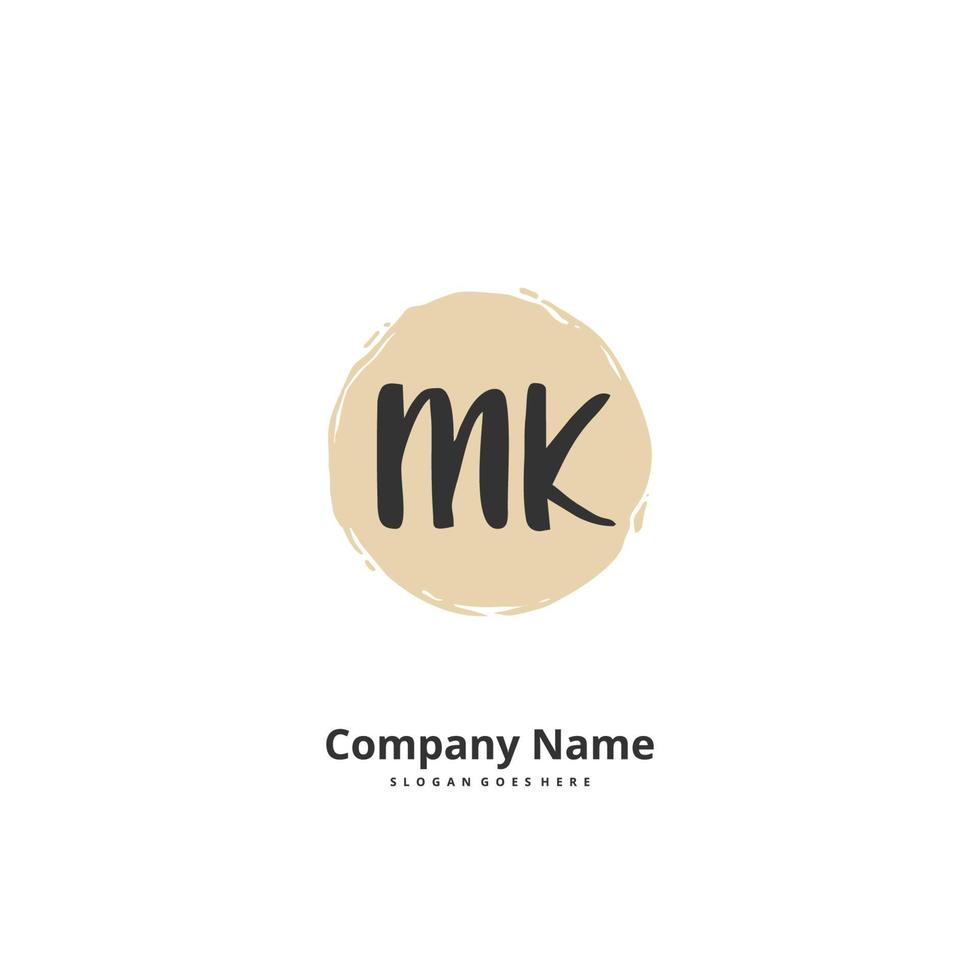 mk iniziale grafia e firma logo design con cerchio. bellissimo design manoscritto logo per moda, squadra, nozze, lusso logo. vettore