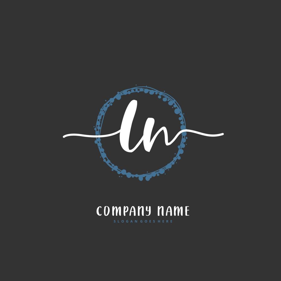 ln iniziale grafia e firma logo design con cerchio. bellissimo design manoscritto logo per moda, squadra, nozze, lusso logo. vettore