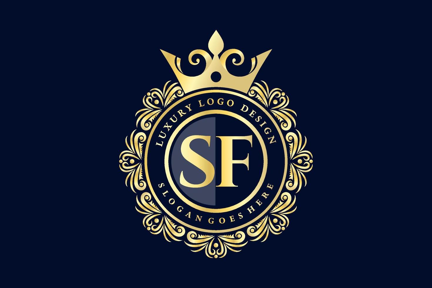 sf iniziale lettera oro calligrafico femminile floreale mano disegnato araldico monogramma antico Vintage ▾ stile lusso logo design premio vettore