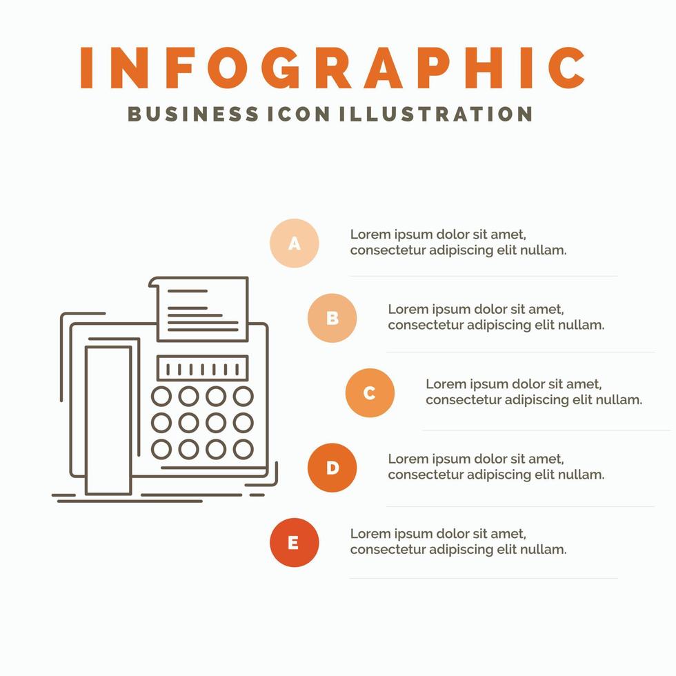 fax. Messaggio. telefono. telefax. comunicazione infografica modello per sito web e presentazione. linea grigio icona con arancia Infografica stile vettore illustrazione