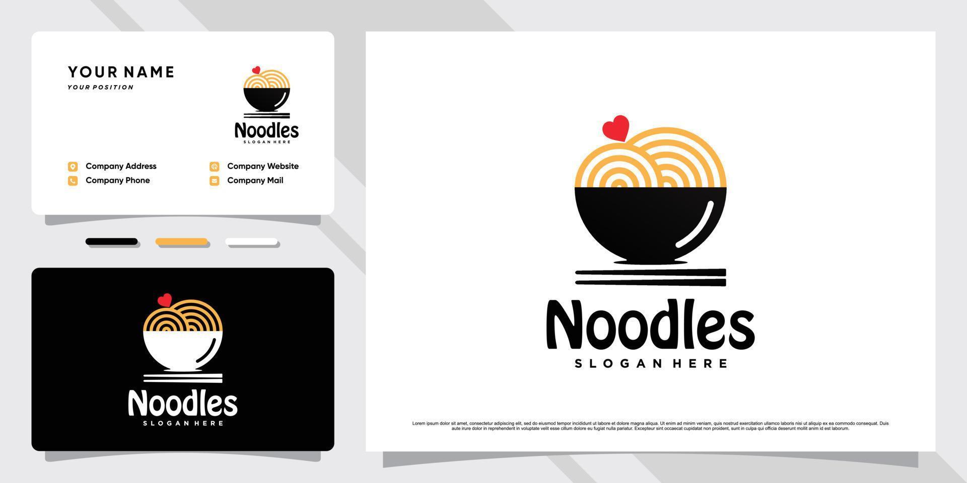 ramen spaghetto logo design illustrazione con ciotola icona e attività commerciale carta modello vettore