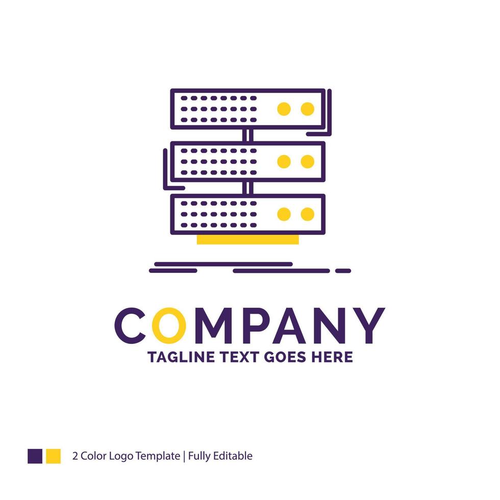 azienda nome logo design per server, Conservazione, cremagliera, Banca dati, dati. viola e giallo marca nome design con posto per slogan. vettore