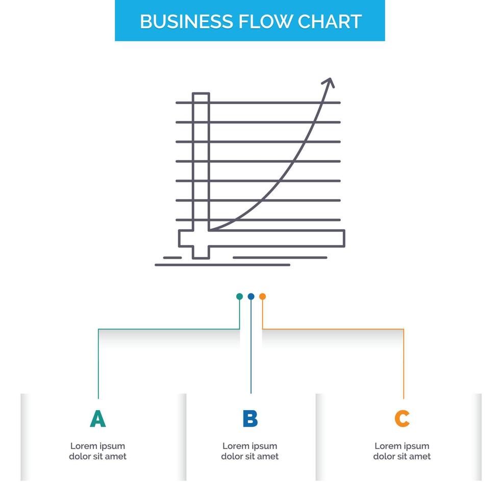freccia. grafico. curva. Esperienza. obbiettivo attività commerciale flusso grafico design con 3 passi. linea icona per presentazione sfondo modello posto per testo vettore