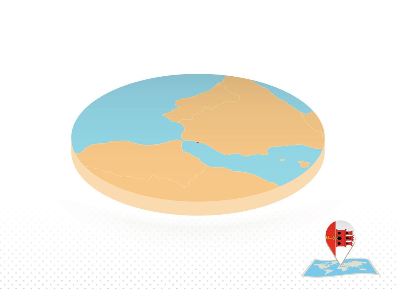 Gibilterra carta geografica progettato nel isometrico stile, arancia cerchio carta geografica. vettore